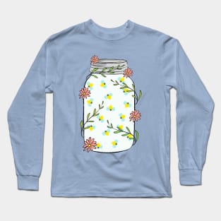 Mason Jar With Fireflies Long Sleeve T-Shirt